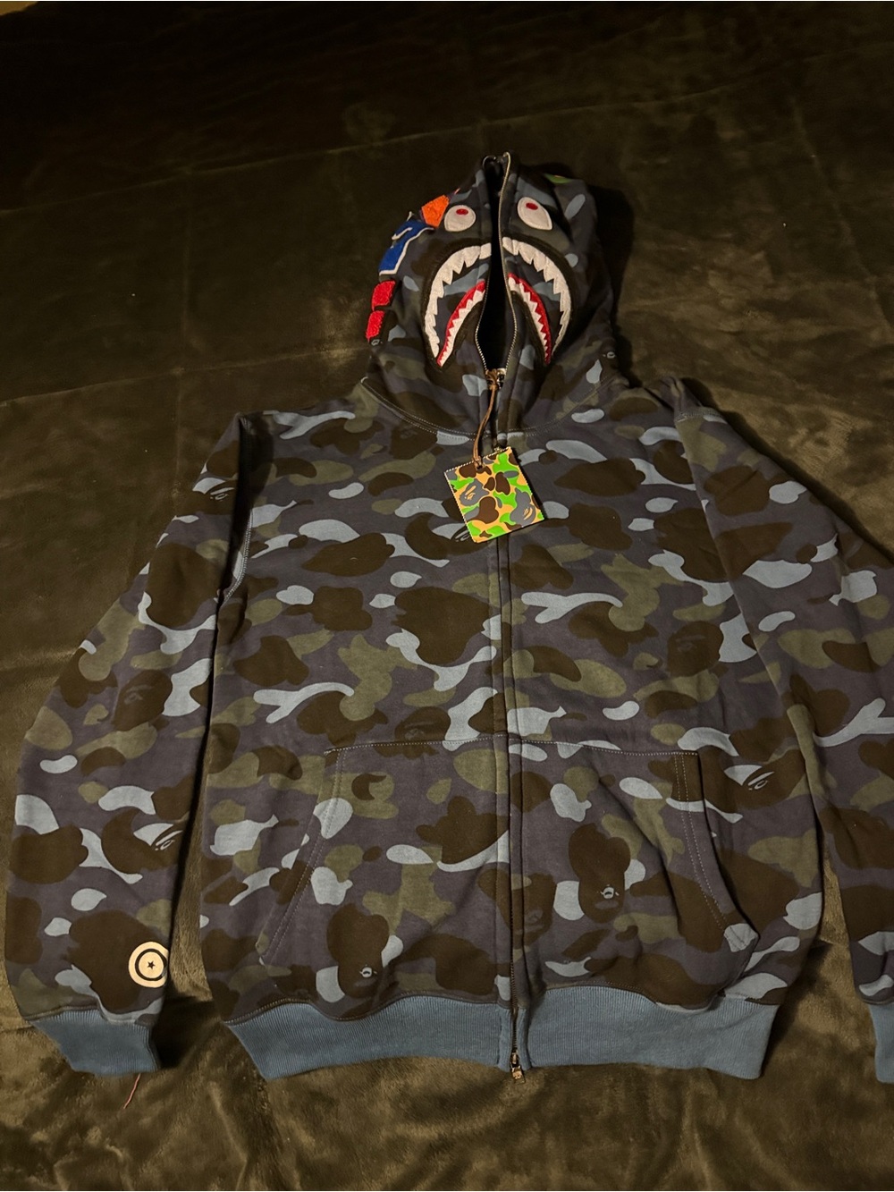 Mens blue bape zip up